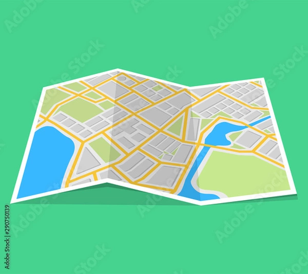 Obraz City map with navigation. Finding the way concept. Vector illustration.