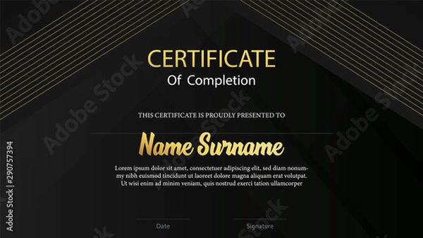 Fototapeta Certificate Black Background Vector