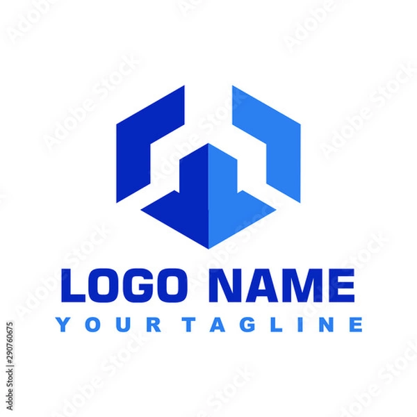Fototapeta minimalist blue logo vector design