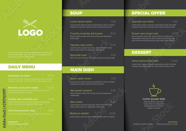Fototapeta Modern minimalistic restaurant menu template