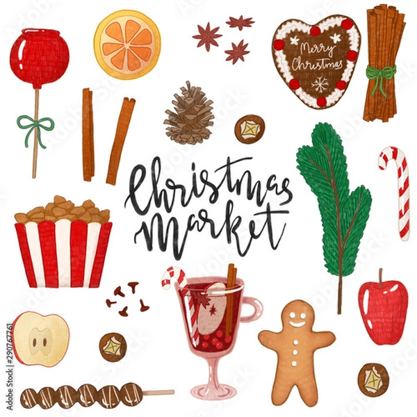 Obraz Christmas illustrations set