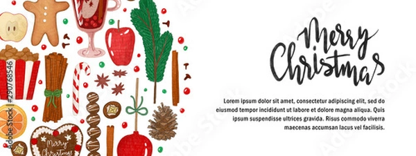 Fototapeta Christmas illustrations set