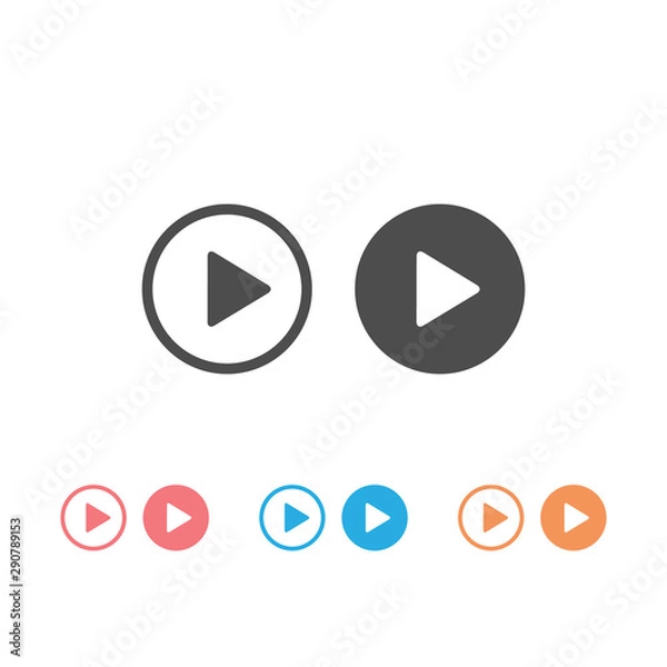 Obraz Play icon set. Video play icon. Vector play button