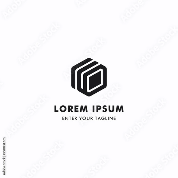 Obraz Logo Letter E Server 3D, Concept Letter E + Icon Server.