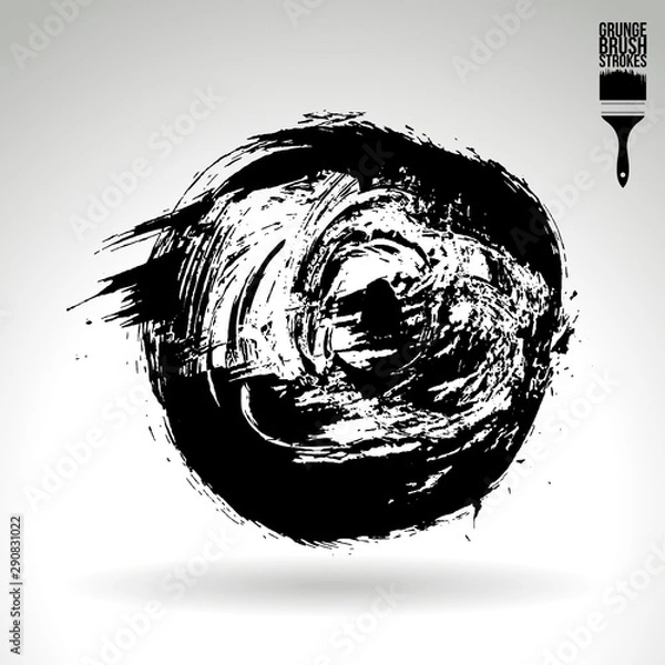 Fototapeta Black brush stroke and texture. Grunge vector abstract hand - painted element. Underline and border design.