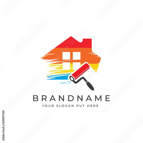 Fototapeta House painting logo design template