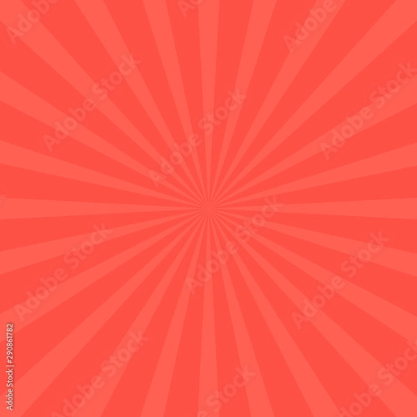 Fototapeta Coral radial background, poster design template, vector illustration