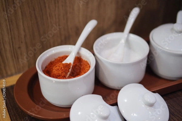 Fototapeta Top quality chili powder is prepared to be used by customers to improve their own flavor.