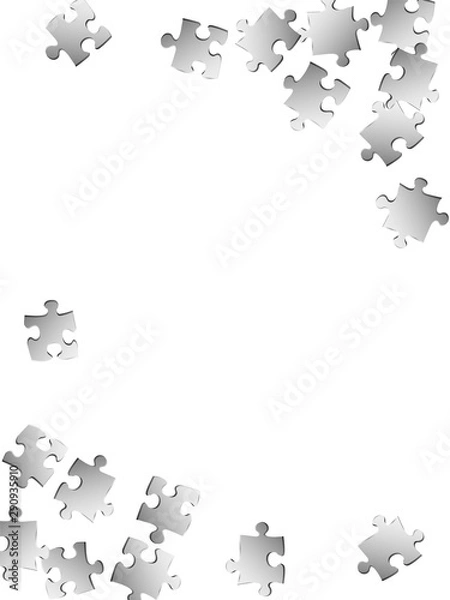 Fototapeta Abstract enigma jigsaw puzzle metallic silver
