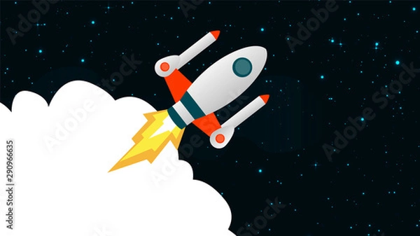Fototapeta Gradient space with a rocket background Vector