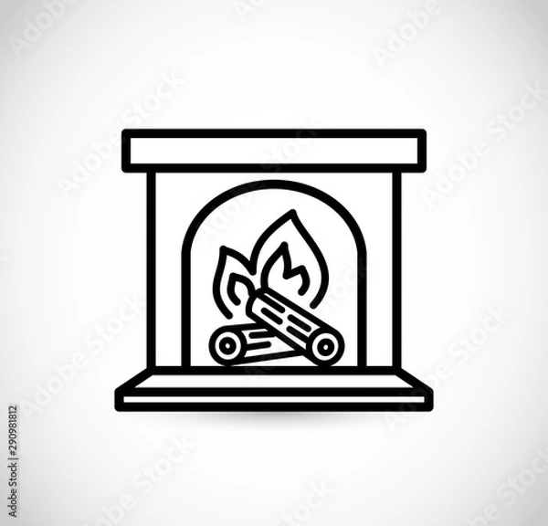 Fototapeta Fireplace icon vector