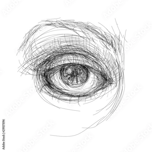 Fototapeta Eye realistic sketch (not auto-traced)