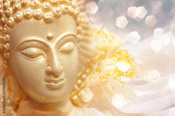 Fototapeta Believe in Buddhism, face of buddha's.
