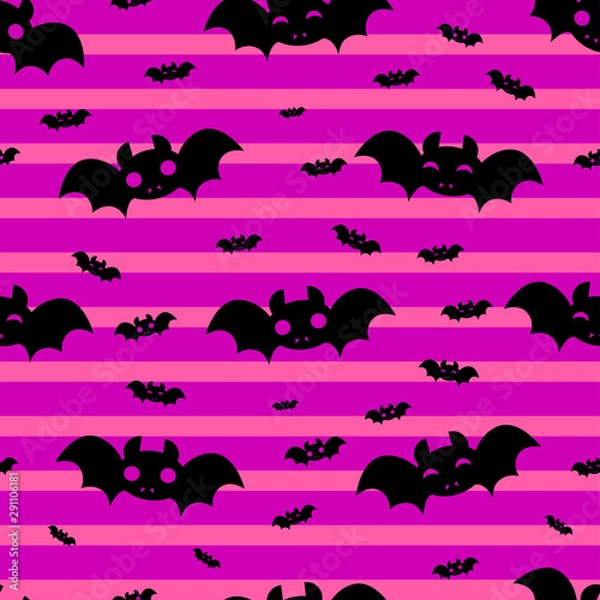 Fototapeta Abstract seamless halloween pattern for girls or boys. Creative vector halloween pattern with bat, cloud boo. Funny halloween pattern for textile and fabric. Fashion bat style. Colorful bat picture.
