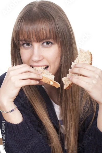 Obraz woman eating bread