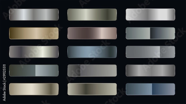 Fototapeta set of metallic gradients of silver bronze and gold foil texture