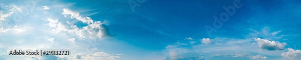 Fototapeta Panorama sky with cloud on a sunny day. Beautiful cirrus cloud. Panoramic image.