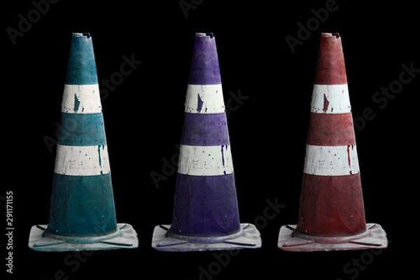 Obraz traffic cones on a Black background with clipping path