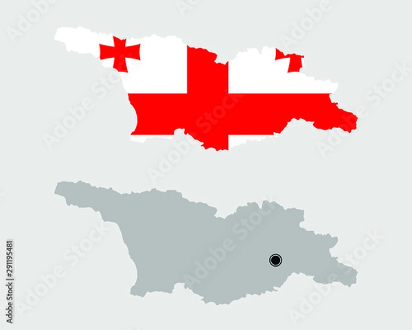 Obraz Contour of Georgia in grey and in flag colors; with Abkhazia and South Ossetia