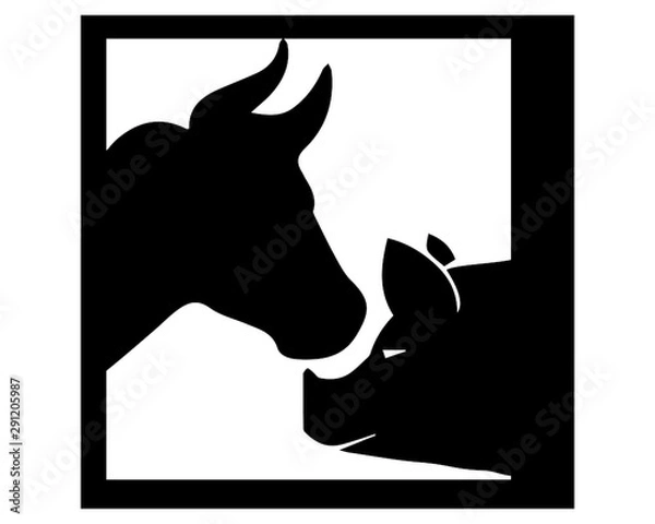 Fototapeta cow pig squared for logo