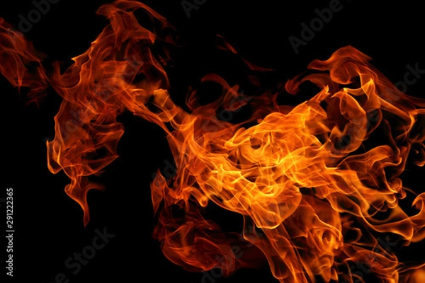 Fototapeta abstract fire flames movement on black background