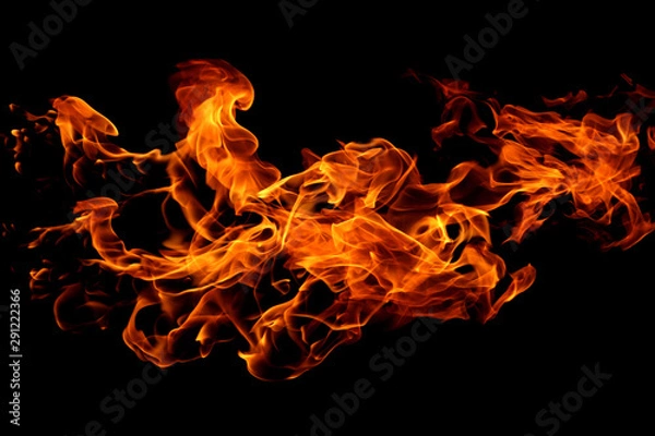 Fototapeta abstract fire flames movement on black background