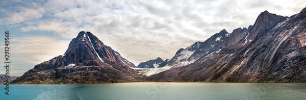 Obraz Panoramic view ofthe Skjoldungen, a coastal island in the southeastern shores of Greenland. It is located between two fjords, the Southern Skjoldungen Fjord.