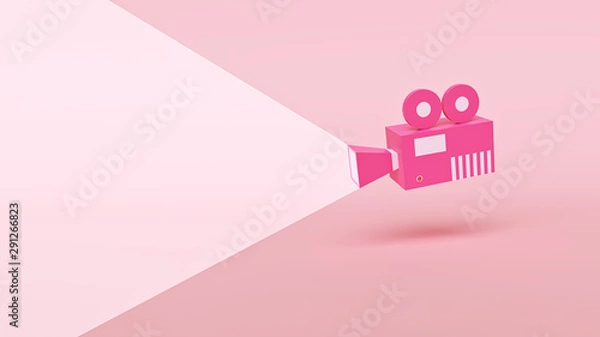 Obraz video camera cartoon style. minimal background. 3d rendering