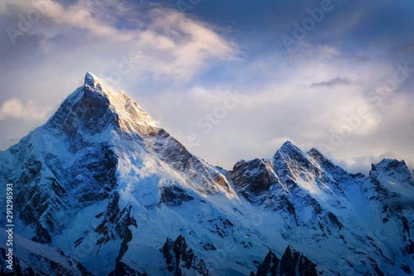 Fototapeta Mountain peak in National Park, Nepal. Region of highest mountains in the world.