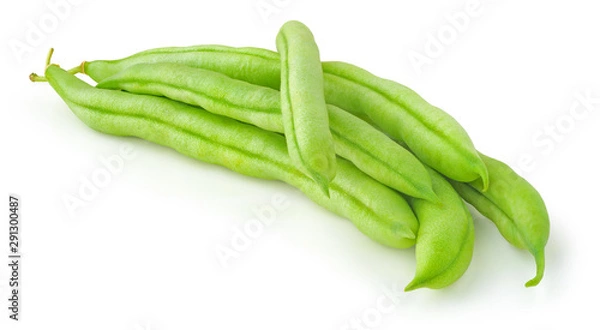 Fototapeta Pile of fresh green beans (haricot) isolated on white background