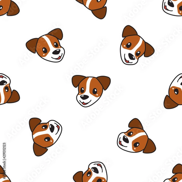 Fototapeta Vector cartoon character cute dog seamless pattern background for design.