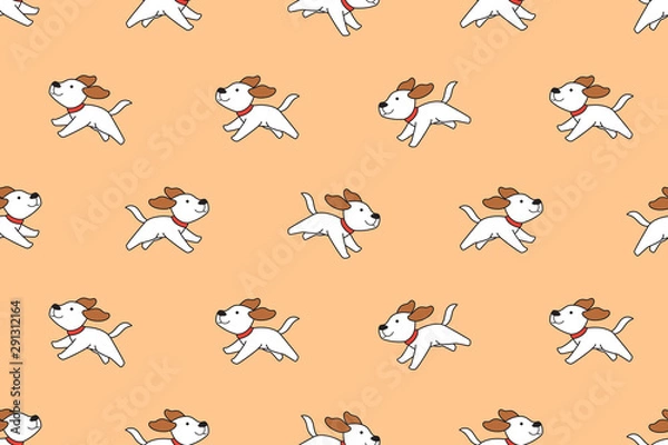 Fototapeta Vector cartoon character cute dog seamless pattern for design.