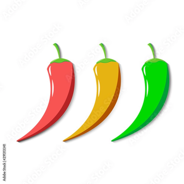 Obraz chili pepper set isolated on white background