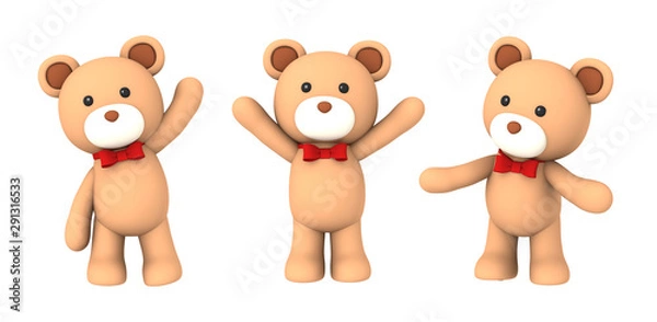 Fototapeta 赤いリボンのクマのぬいぐるみ