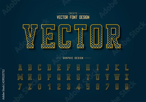 Obraz Halftone circle font and alphabet vector, Digital typeface and number design