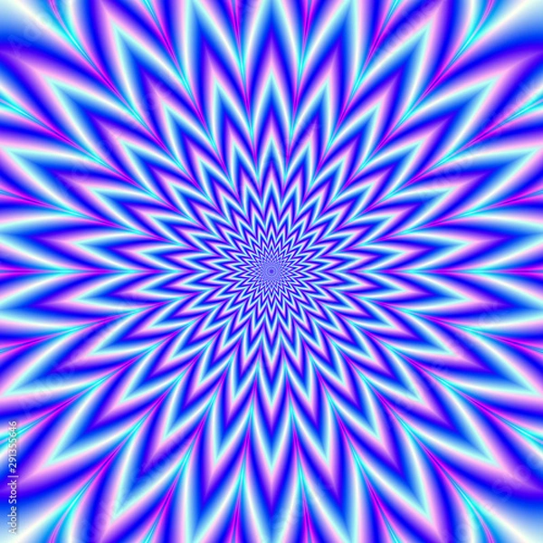 Fototapeta Star Mania in Blue Pink White and Violet / Cyfrowy abstrakcyjny obraz fraktalny z optycznie wymagającym psychodelicznym wzorem w kolorze niebieskim, różowym i fioletowym.