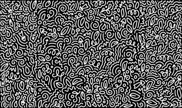 Obraz Scattered Geometric Line Shapes. Abstract Background Design. Vector Black and White Pattern.