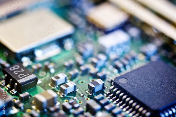 Obraz Chips on the board. Close-up. Technological progress concept