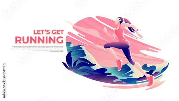 Fototapeta Running Theme Art in Vector
