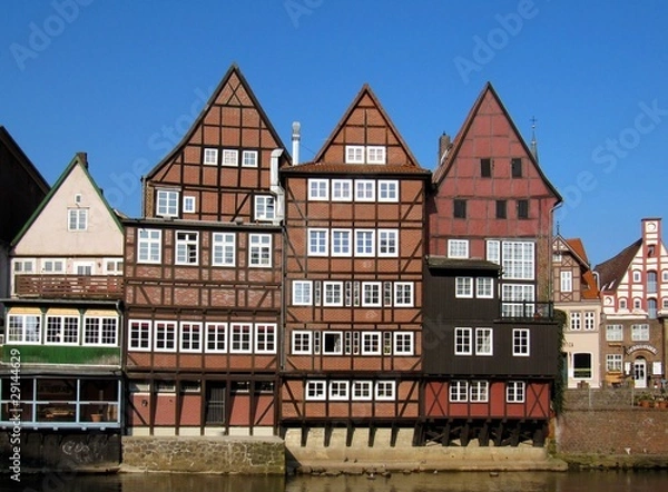 Obraz Lüneburg, Fachwerkhäuser an der ilmenau