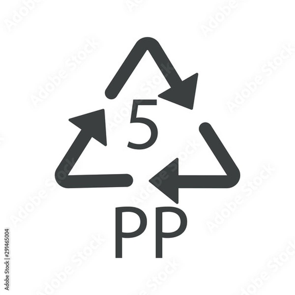 Obraz PP 5 plastic recycling symbol, polypropylene sign, isolated icon