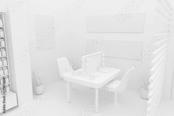 Fototapeta 3D Illustration Rendering. Clean Pharmacy views on white backgorund for presentation and mockup blueprints. Architectural visualization of Modern interior design store.. Cosmetic