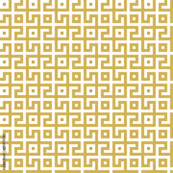 Fototapeta Abstract seamless maze pattern. Geometric golden and white background design