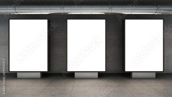 Fototapeta Billboard reklamowy w renderowaniu 3D chodnika betonowego