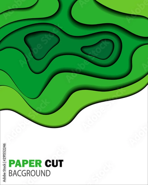 Obraz green paper cut banner, vector