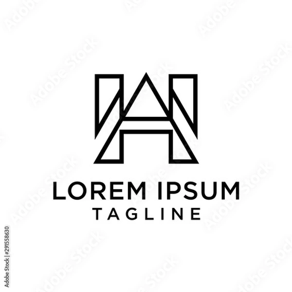 Fototapeta AH, HA, letters logo monogram