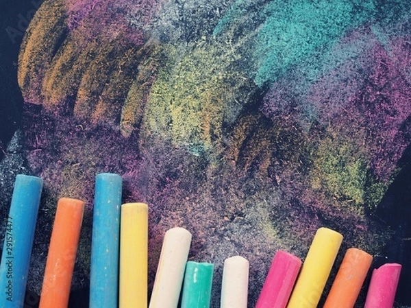 Fototapeta abstract background with chalk paint on the blackboard. Chalk color for art.