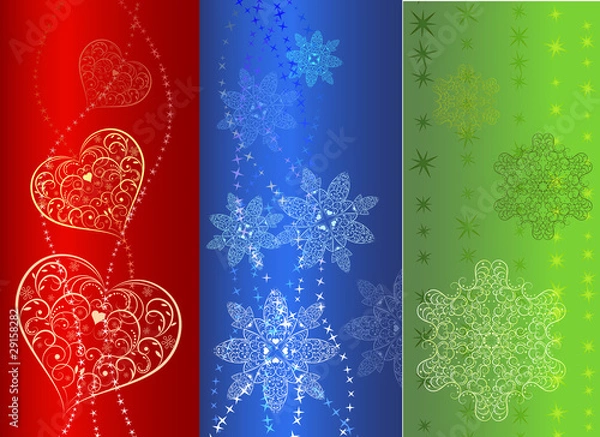 Fototapeta Colorful  vertical banner design in three variants.