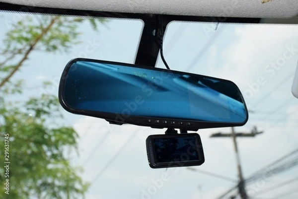 Fototapeta Rear mirror and car camera