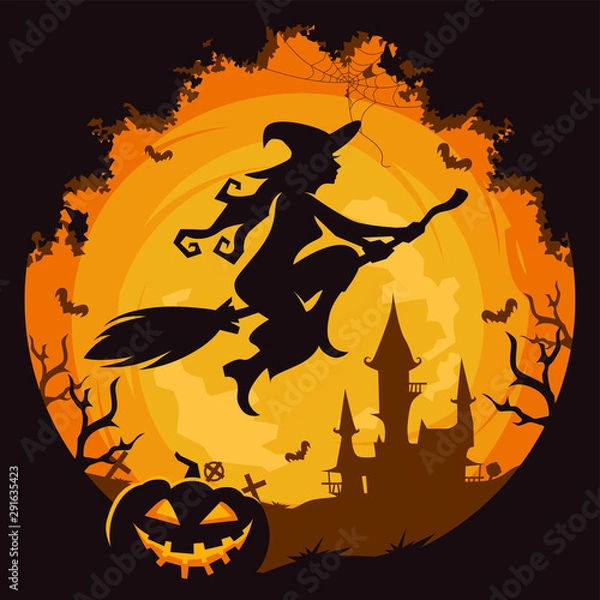 Obraz  Halloween witch theme logo vector